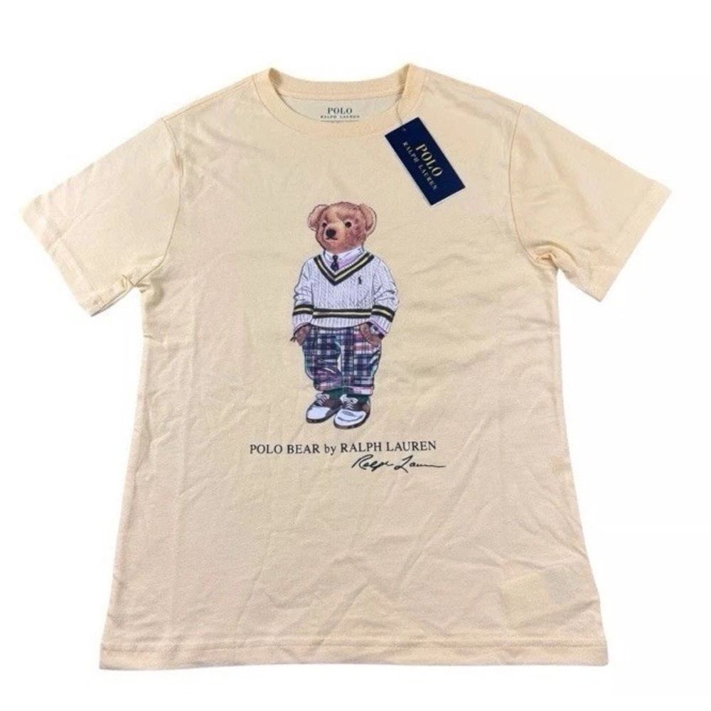 Polo Ralph Lauren Kids Yellow Polo Bear Cotton T-Shirt Size 7 NWT 322853828016